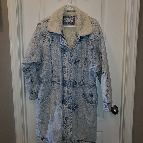VINTAGE Amazing Acid Washed Faux Serpa Lined Jacket – M - Picture 2 of 15
